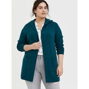 NWT Torrid Dark Teal Open Front Pockets Hooded Jacket Cardigan Plus Size 5X (28)